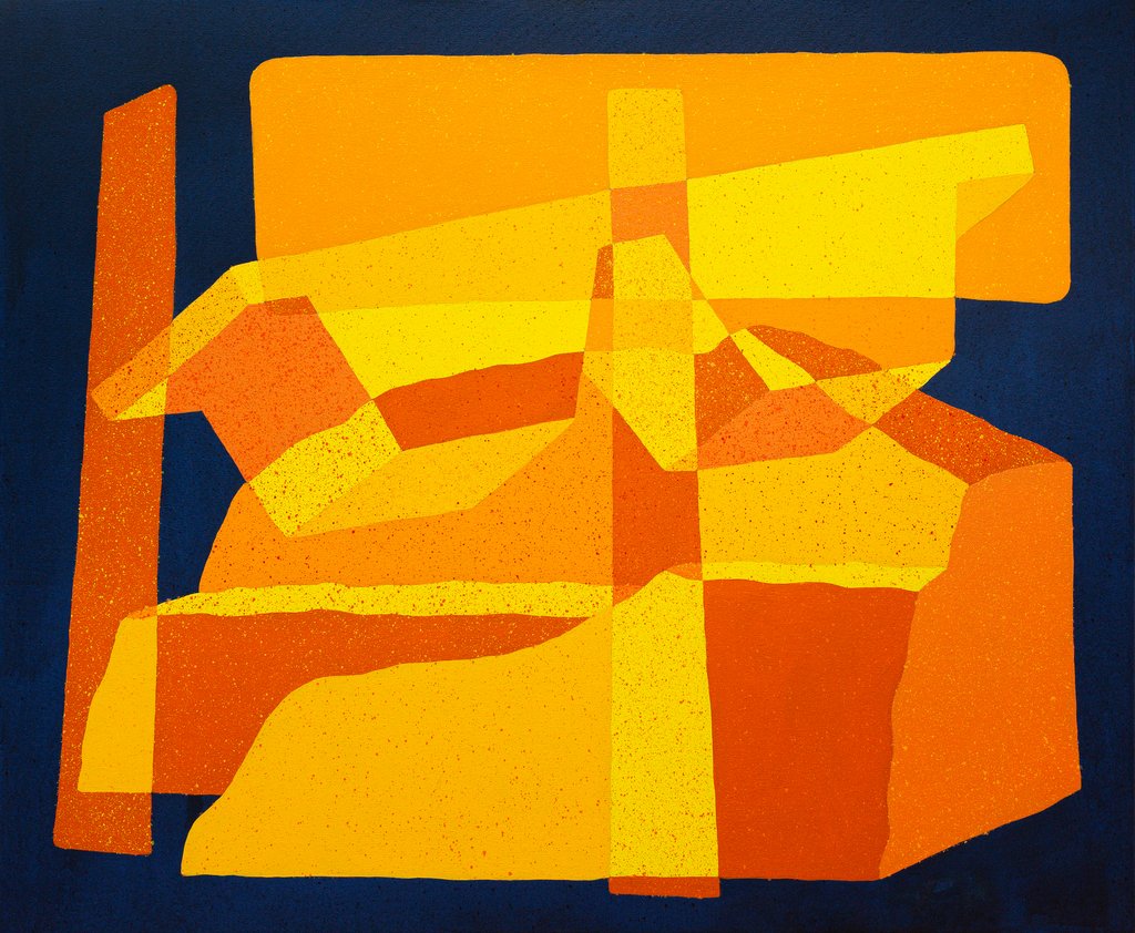 First Western Block, 2025, acrylic on canvas. Painted by Jonny Scholes.