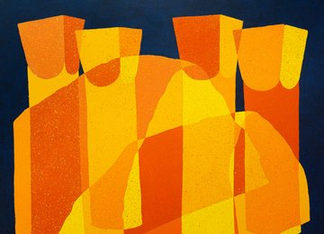 Pylons in the Eastern Cut, 2025, acrylic on canvas. Painted by Jonny Scholes.