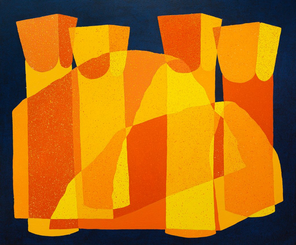 Pylons in the Eastern Cut, 2025, acrylic on canvas. Painted by Jonny Scholes.